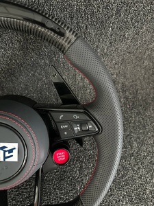 Volant de voiture en cuir et fibre de carbone, <span class=keywords><strong>prix</strong></span> de gros usine, pour <span class=keywords><strong>Audi</strong></span> A3 A4L A5 A6L A7 Q8 <span class=keywords><strong>TT</strong></span> R8 - Product Image 3