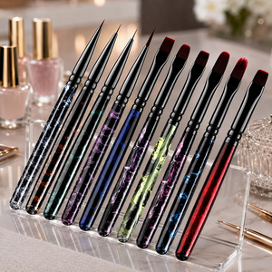 Ensemble de 10 pinceaux à ongles personnalisés avec logo, poils synthétiques en nylon, manche en bois durable, outil de manucure pour le dessin et la peinture, pour salon - Product Image 2