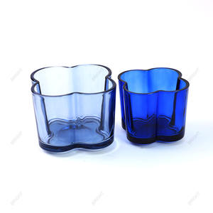 Nouveaux bocaux à bougies en verre et conteneur en vrac <span class=keywords><strong>acheter</strong></span> en forme de fleur colorée chauffe-plat bougeoir en verre votif - Product Image 2