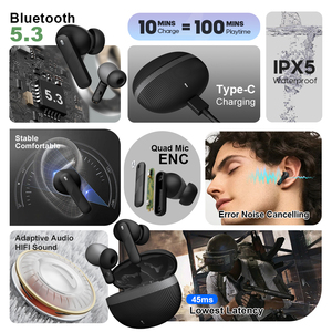 ENC for Bluetooth TrueワイヤレスイヤフォンHiFiサウンドプロゲーミングイヤフォンノイズキャンセルマイクミラーコンピュータDJ用 - Product Image 2