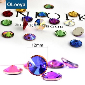 OLeeya Vente en gros Strass en verre K9 5A de qualité supérieure à dos plat 12mm à coudre sur vêtements et robes en vrac - Product Image 6