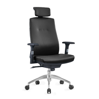 Chaise de bureau exécutive ergonomique moderne et contemporaine en cuir, dossier moyen, siège pivotant réglable en hauteur, base métallique pour usage en atelier