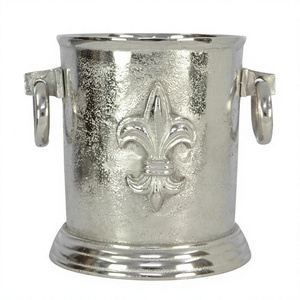 Seau à glace décoratif en aluminium avec poignées, design Lily, fournitures pour bars et restaurants, finition argentée, qualité alimentaire, seau à vin - Product Image 1