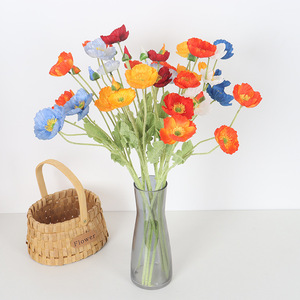 Fleurs de pavot artificielles, fleurs en soie de couleurs mélangées, décoration réaliste pour la maison, arrangement de mariage, bouquet en vase, 12 pièces - Product Image 1