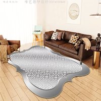 Tapis moderne en velours cristal pour salon et chambre – Luxe léger haut de gamme, à poils ras, antidérapant, motif géométrique
