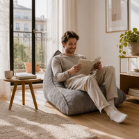 Fauteuil de lecture confortable en tissu moelleux compressé avec poignée pour adultes et enfants, idéal pour chambre et balcon