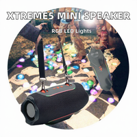 AliSelect XTREME5 MINI Enceinte sans fil en plastique avec lumière LED, étanche IPX4 pour extérieur, portable, avec subwoofer et batterie intégrée
