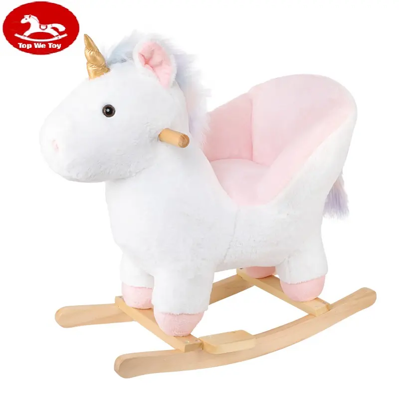 Mecedora de unicornio suave de felpa para niños, peluches de animales de peluche, color Beige, gran oferta