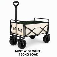 Chariot de plage pliable avec grandes roues, capacité 150 kg, roues pour sable, chariot utilitaire familial pour le camping en plein air