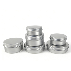 Op maat gemaakte 50ml 80ml 100ml zilveren aluminium cosmetische potjes met schroefdop, zeefdruk, gouden opdruk voor gezichtscrème, bodybutter en lippenstift - Product Image 1