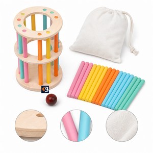 Jeu de <span class=keywords><strong>Tour</strong></span> en <span class=keywords><strong>Bois</strong></span> Pallina avec Bâtons Colorés, Balle et Sac pour Jeu de Table en Famille OEM - Product Image 3