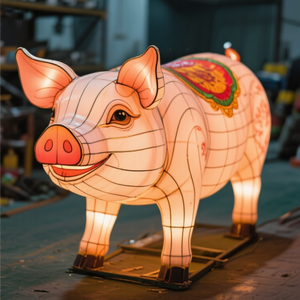 Bán buôn tùy chỉnh Pig-shaped lụa đèn lồng cho năm mới Truyền Thống Trung Quốc lễ hội trang trí nội thất Hot Bán cho ngoài trời diễu hành - Product Image 5