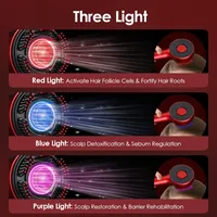 Brosse de massage électrique pour la tête Three Lights Care avec applicateur d'huile capillaire, 5 vitesses réglables, masseur électrique pour la croissance des cheveux et le cuir chevelu