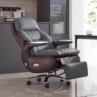 Chaise de bureau de direction moderne de haute qualité, luxueuse et contemporaine, en cuir et en maille, avec hauteur réglable et base coulissante