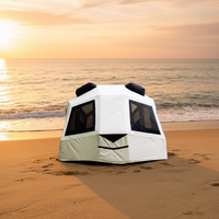Tente pneumatique gonflable à double couche imperméable et protégée contre les UV de luxe pour 4 saisons, deux chambres et salon pour le camping en famille nombreuse