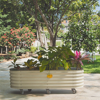 Jardinière roulante en métal galvanisé personnalisé Lit de jardin surélevé à arrosage automatique Maison Patio extérieur Plantation d'herbes et de légumes et de fleurs