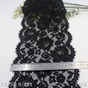 Vendita calda di alta qualità in Nylon Spandex nero bianco ciglia pizzo larghezza 22cm per le donne reggiseno intimo vestito - Product Image 2