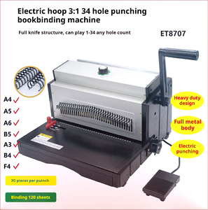 ET8707, máquina de encuadernación de alambre eléctrico resistente, 34 agujeros cuadrados, troqueles ajustables para calendarios, informes, contratos - Product Image 2