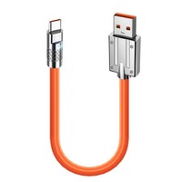 Câble de chargeur court de type C 30 cm en silicone liquide 5A à charge rapide, flexible, durable, avec prise en alliage d'aluminium, compatible iOS, multi-usages