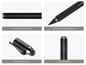 Lápiz Táctil Activo Capacitivo Portátil, Estilo Lápiz, Punta de Goma <span class=keywords><strong>2</strong></span> <span class=keywords><strong>en</strong></span> <span class=keywords><strong>1</strong></span>, Compatible <span class=keywords><strong>con</strong></span> Pantallas Táctiles IOS/Android, Duración de 15-18 Horas - Product Image 2