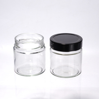 Toples Jelly madu selai kacang kaca kosong transparan tinggi dengan tutup logam putar dalam
