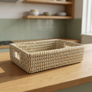 Panier de rangement rond en jonc de mer tressé, bol de service festonné en osier, organisateur de fruits et de pain pour la maison, la cuisine et l'hôtel - Product Image 6