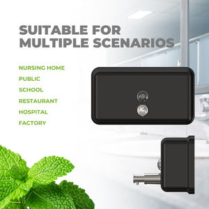 Distributeur de savon mural FANDA au design moderne, écologique, en acier inoxydable, capacité de 1200 ml, revêtement en poudre noire, garantie 1 an - Product Image 3