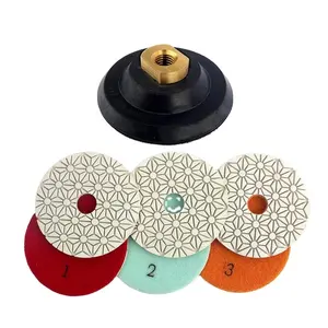 100 mm 3 step wet and dry use Resin diamond polishing pads for marble granite engineer stone quartz porcelain