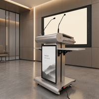 Podio Digital Inteligente Personalizado con Pantalla Táctil Interactiva LCD y Micrófono, Sistema de Gestión de Contenido para Conferencias