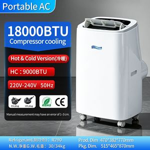 Climatiseur Portable Intelligent 2-en-1 Chaud/Froid 5000-18000 BTU avec Écran LED et Télécommande, Prise UK/EU, Idéal pour la Maison - Grande Vente - Product Image 2