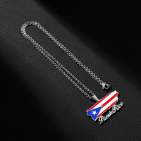 Venta al por mayor de logotipo personalizado de metal de acero inoxidable Puerto Ricos mapa colgante collar