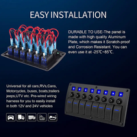 Panneau de commande marin 6 interrupteurs ON-OFF à bascule étanche 5 broches avec disjoncteur 12V/24V et indicateur LED