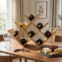 Premium ecologische bamboe wijnrek voor 8 flessen, vlinderdesign, voor aanrecht, bar of thuis.