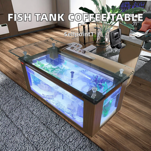 Tavolino <span class=keywords><strong>da</strong></span> Caffè in Vetro di Alta Qualità, Acquario Moderno 150L 25W, Forma Rettangolare, <span class=keywords><strong>Arredamento</strong></span> Ecologico per Soggiorno, Bagno e Scrivania - Product Image 2
