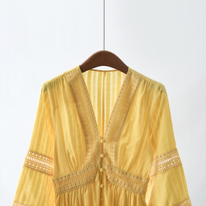 Abito da tè Patchwork <span class=keywords><strong>con</strong></span> scollo a V a maniche lunghe in pizzo, abito elegante, Versatile e grazioso, di grande successo, personalizzabile - Product Image 5