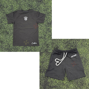 Unisex Pink Embroidered T Shirt and Drawstring Shorts <b>Set</b> Casual Loose Fit 2 Piece Outfit Elastic Waist <b>Lounge</b> <b>Set</b> - Product Image 2