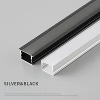 Profilé en aluminium LED noir 2010 2310 en forme de U avec diffuseur laiteux noir pour éclairage mural, éclairage de meuble de cuisine, bande lumineuse linéaire