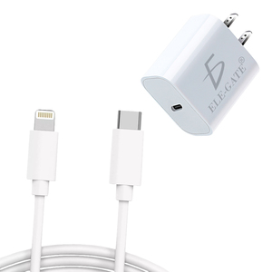 Chargeur rapide USB PD ELE-GATE 20W avec câble Type C vers 8 broches pour la charge rapide des smartphones compatibles, y compris les modèles populaires - Product Image 2