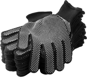 Guantes de punto de poliéster y PVC, manoplas punteadas de nailon, para trabajo, trabajo, mano, inspección, 13 Uds.