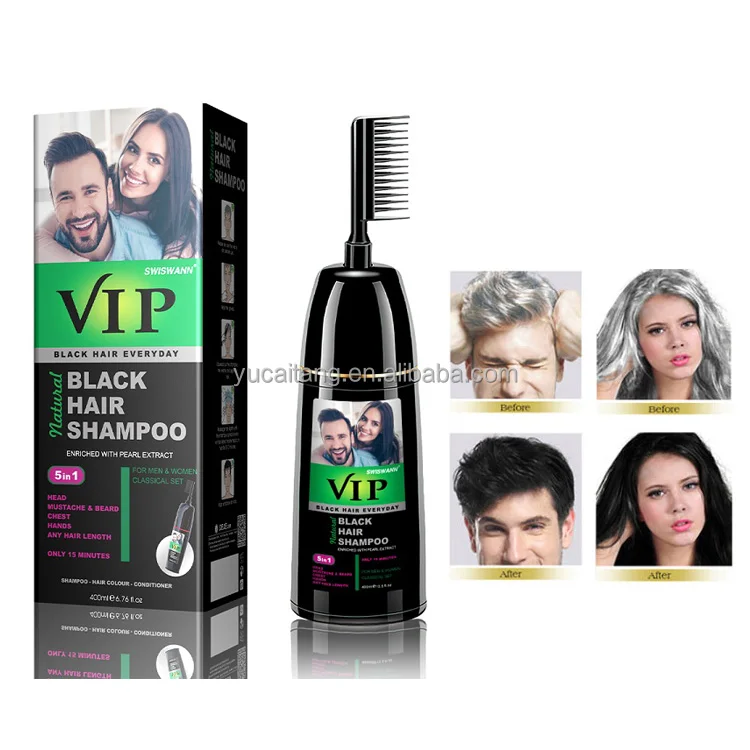 Dexe VIP easy salon personal new color hair magic permanent organic black hair dye shampoo with comb for men bulk
