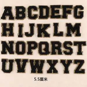 Sıcak satış alfabe mektuplar A Z şönil yamalar demir giysi için özelleştirilmiş nakış şönil yama üzerinde/giysi/şapka