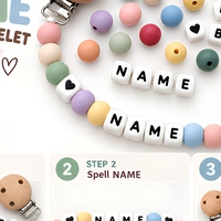 Kit de perles en silicone DIY en gros avec lettres de l'alphabet et attaches-sucettes en bois pour créations artisanales