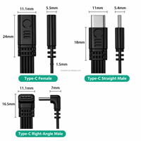 Kabel Ekstensi Datar Sudut 90 Derajat USB C Male Female, Transmisi Data 480Mbps, Pengisian Cepat 65W Kanan/Kiri/Kanan Atas/Kanan Bawah