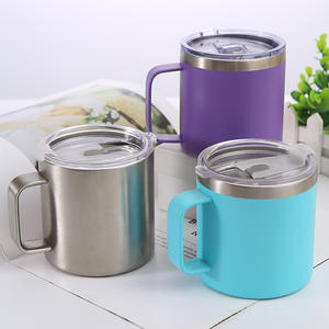 Gobelet isotherme en acier inoxydable à double paroi de 14 oz avec logo personnalisé, écologique, avec poignée, revêtement en poudre, tasse à café de camping - Product Image 6