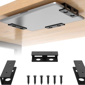 Laptop Under Desk Storage Stand Metal <b>Bracket</b> Mount For Laptops Portable Desktop Organizer <b>Silver</b> Black 10x3x3cm - Product Image 1