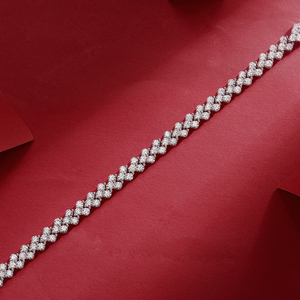 Zanlong L21852 cuore <span class=keywords><strong>roma</strong></span> tre principessa taglio Moissanite combinazione mosaico fila amore cubano catena <span class=keywords><strong>Tennis</strong></span> bracciale in oro - Product Image 5