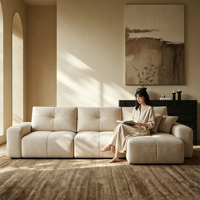 Canapé modulaire moderne en velours nuage, canapé en tissu minimaliste en forme de L pour salon, meubles de maison