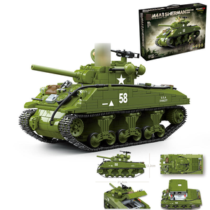 Ensemble de blocs de construction de char Sherman M4A3 de la Seconde Guerre mondiale, modèle de véhicule historique à l'échelle 1:18, jouet éducatif de collection pour adultes et enfants, cadeau - Product Image 1