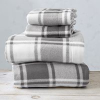 Dernière conception de draps de lit en polaire brossée à motifs écossais gris et bleu pour la maison
