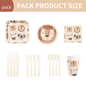 Juego de Vajilla DAMAI para Fiesta en la Selva para 8 Personas, Platos, Vasos y Servilletas de Papel con Animales Salvajes para Baby Shower, Decoración para Fiesta Wild One - Product Image 5